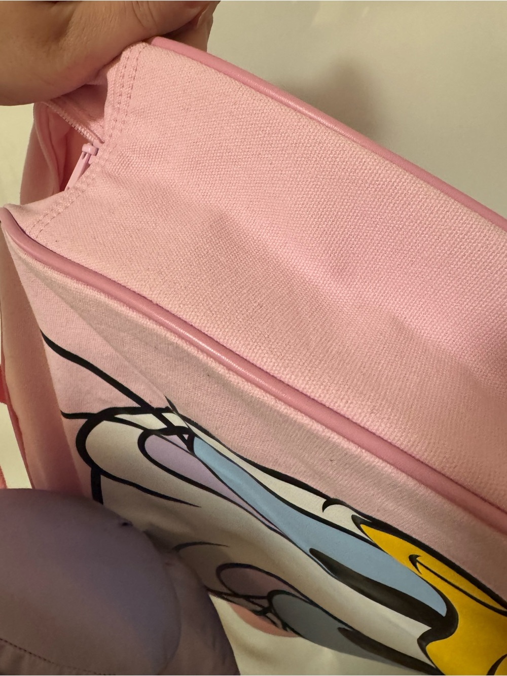 Disney Daisy Duck big face tote bag heart pink purple bow Disneyworld purse - Picture 5 of 7